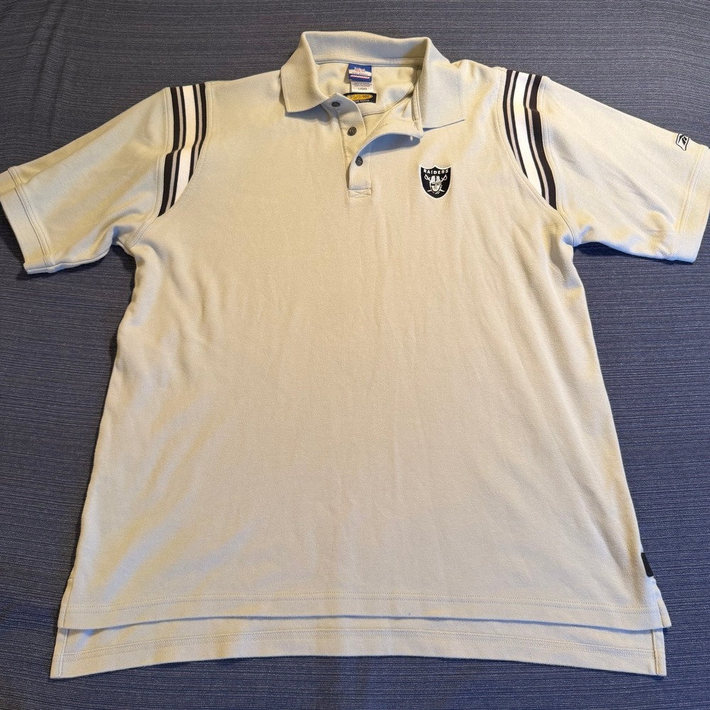 Reebok NFL Oakland Raiders PlayDry Polo Shirt Mens Large Gray 1014A
